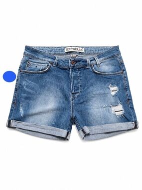 Zara Distressed Blue Denim Jean Shorts